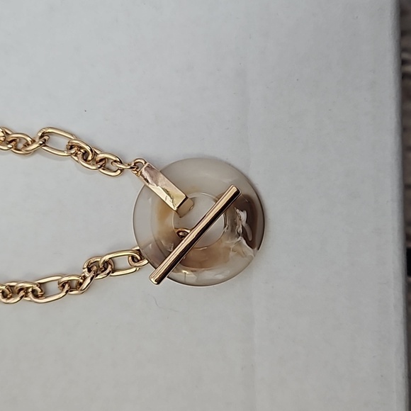 A New Day Toggle and Link Resin Ring Chain Necklace Brown/Gold NWT - Picture 2 of 3